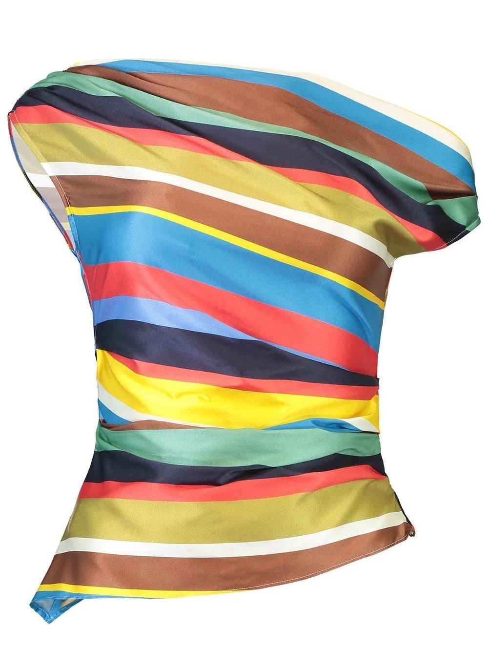 Staud Phare Silk Blend One Shoulder Top size 10